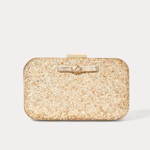 Lilly Pulitzer Gold Glitter Clutch • Wanda Bow Glitter